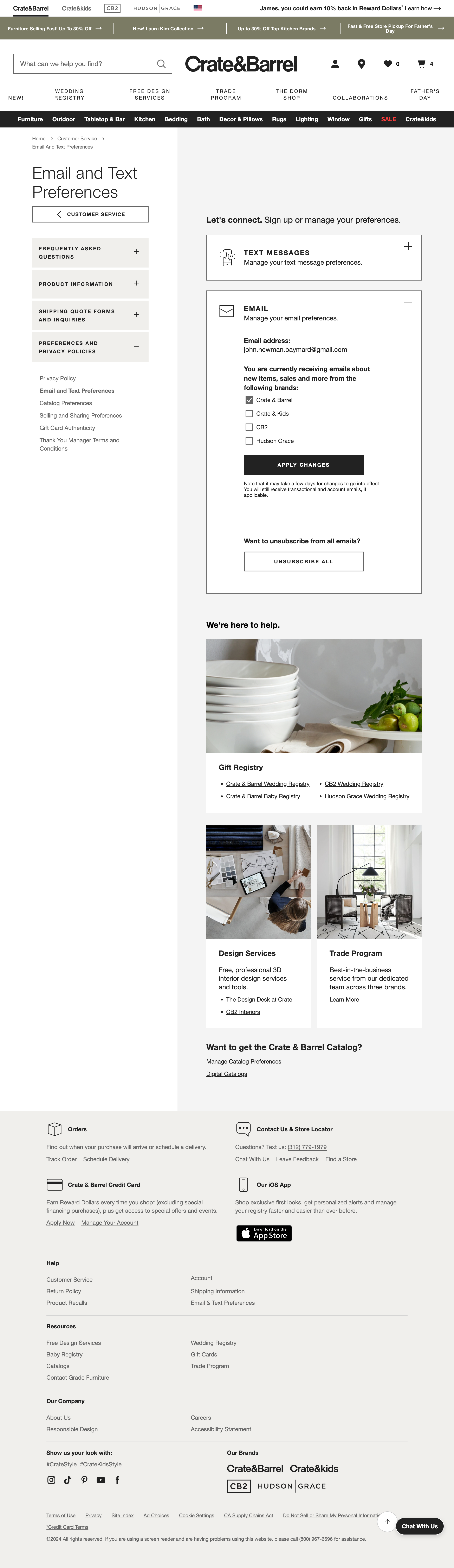 Desktop screenshot of Crate &amp; Barrel