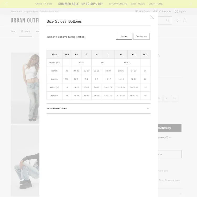 19 ‘Size Guide’ Design Examples – Baymard Institute