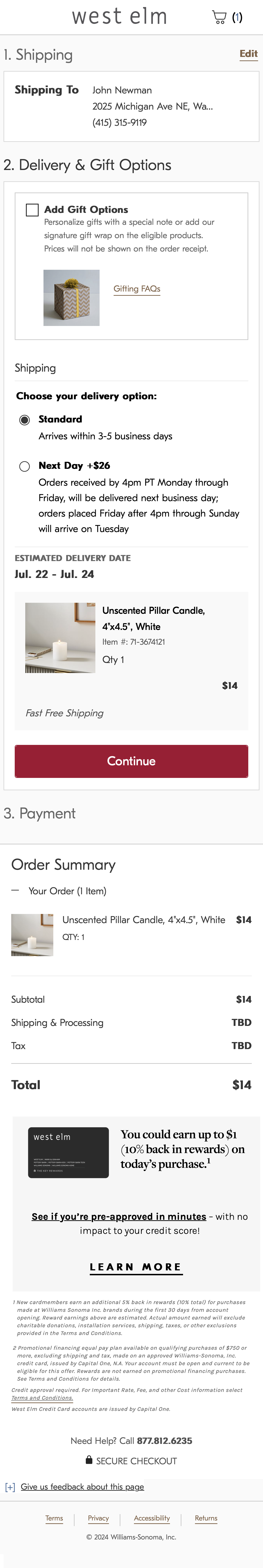 Mobile screenshot of West Elm