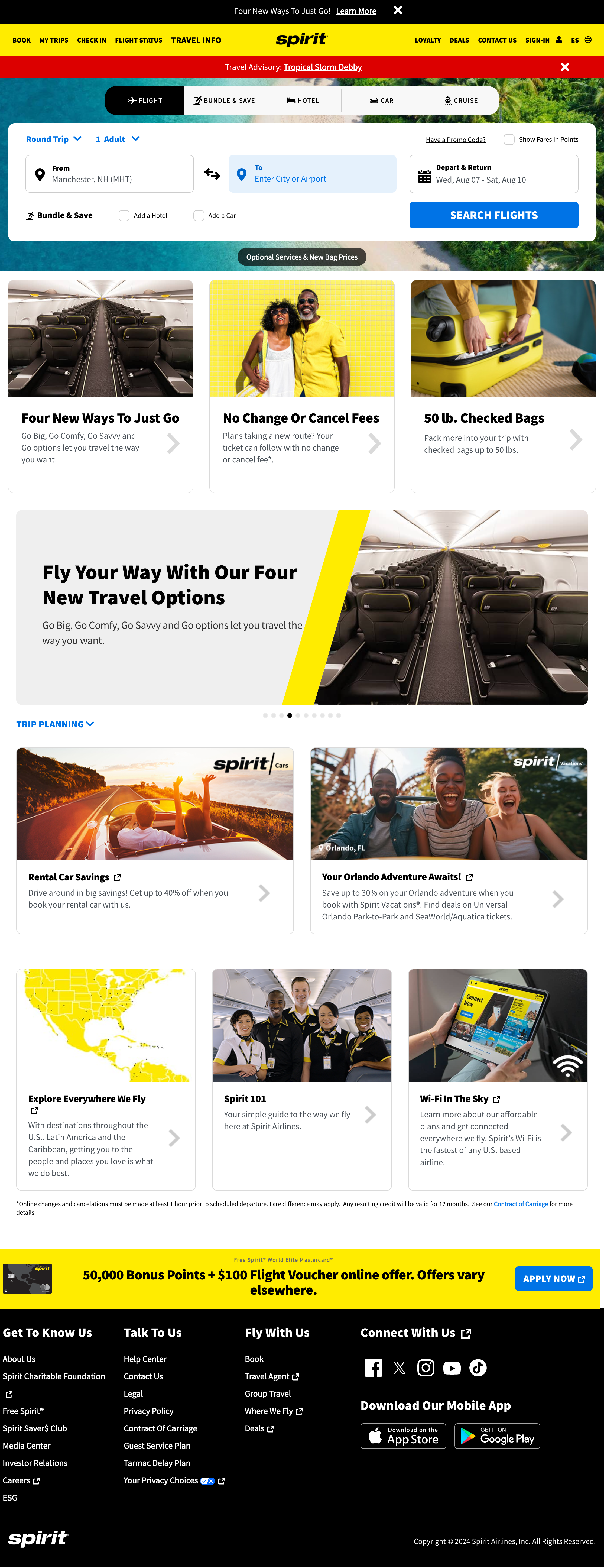 Desktop screenshot of Spirit Airlines