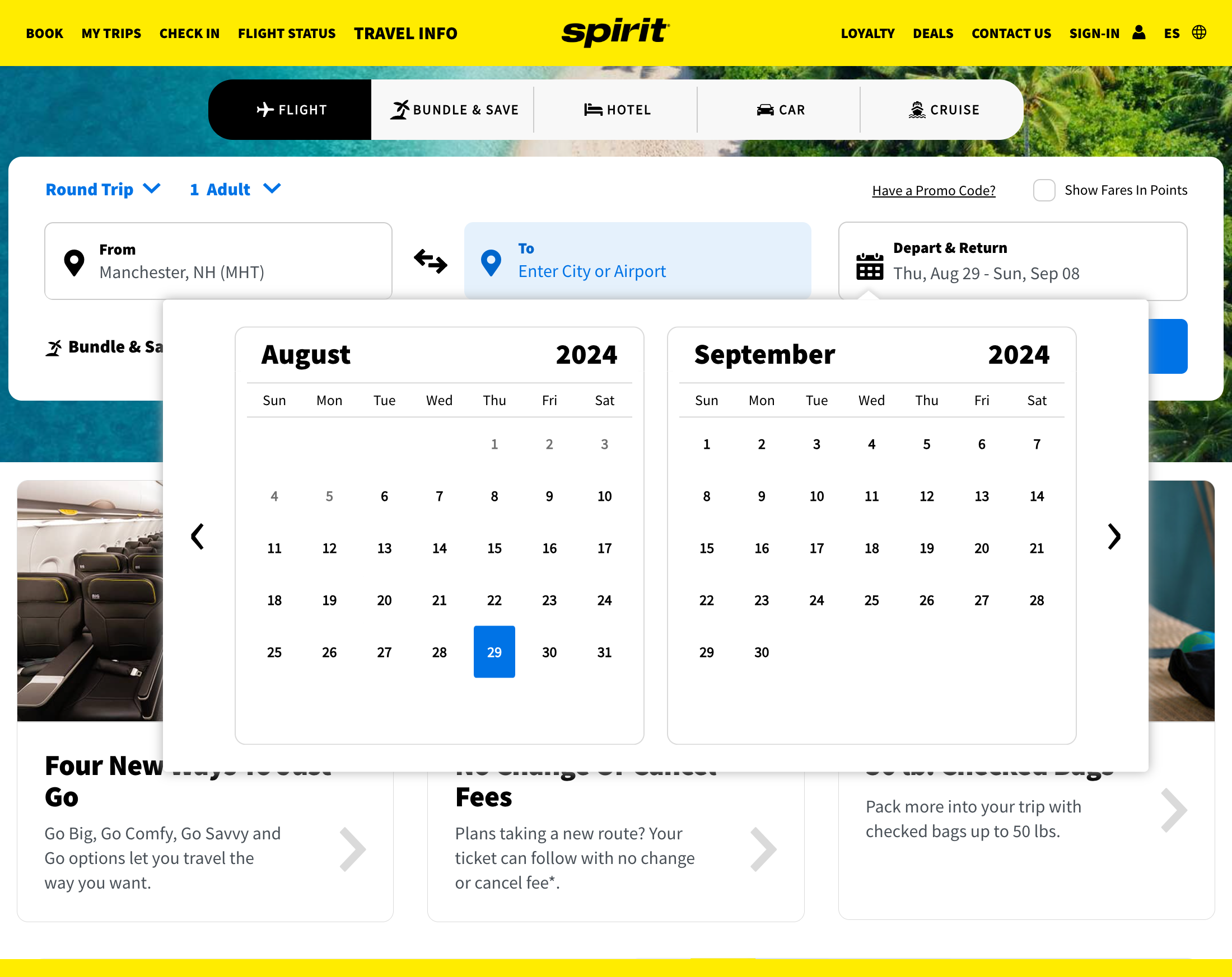 Desktop screenshot of Spirit Airlines