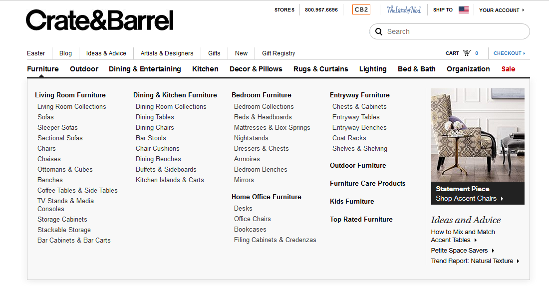 Desktop screenshot of Crate & Barrel