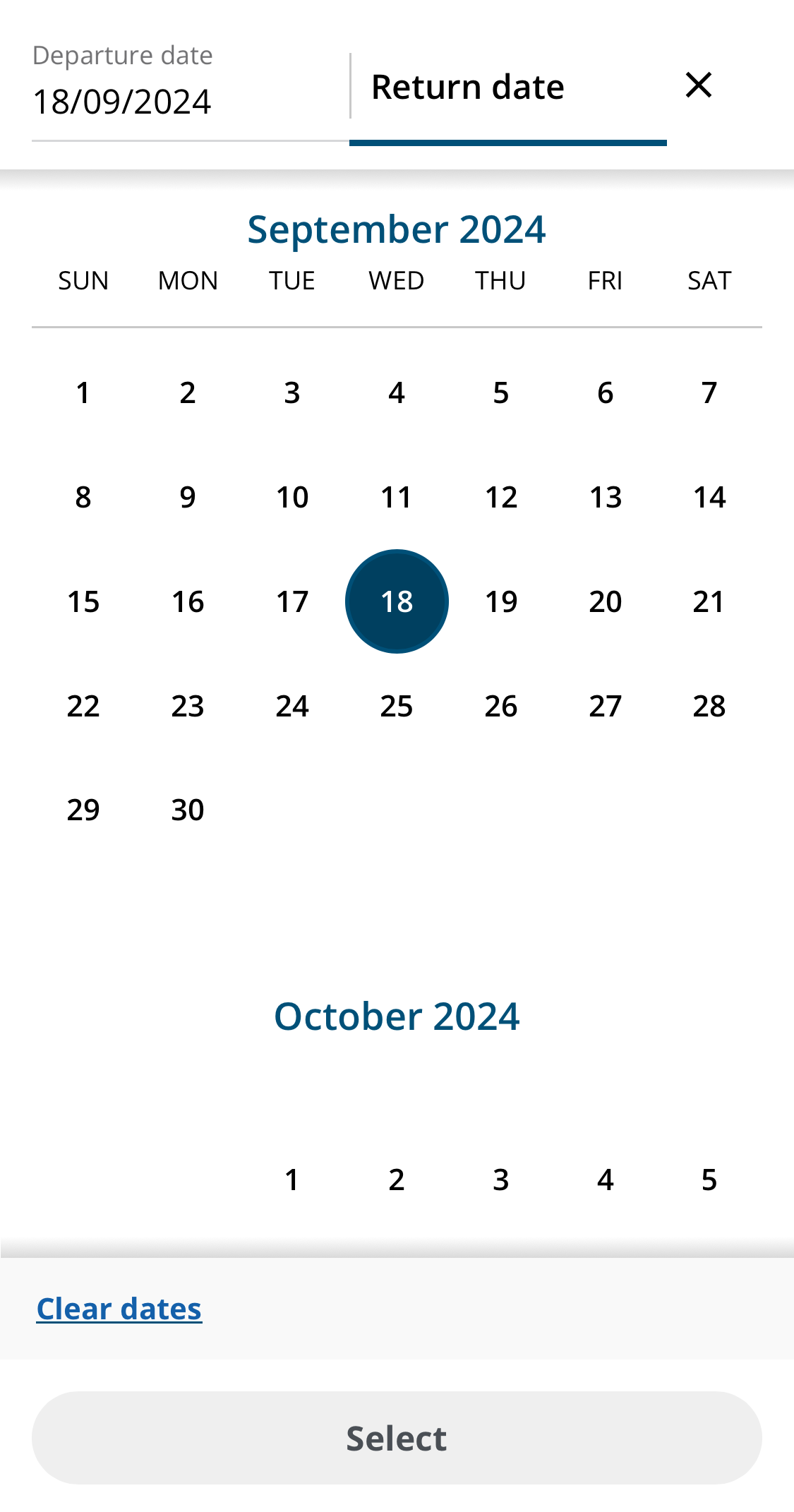 Mobile screenshot of Air Canada