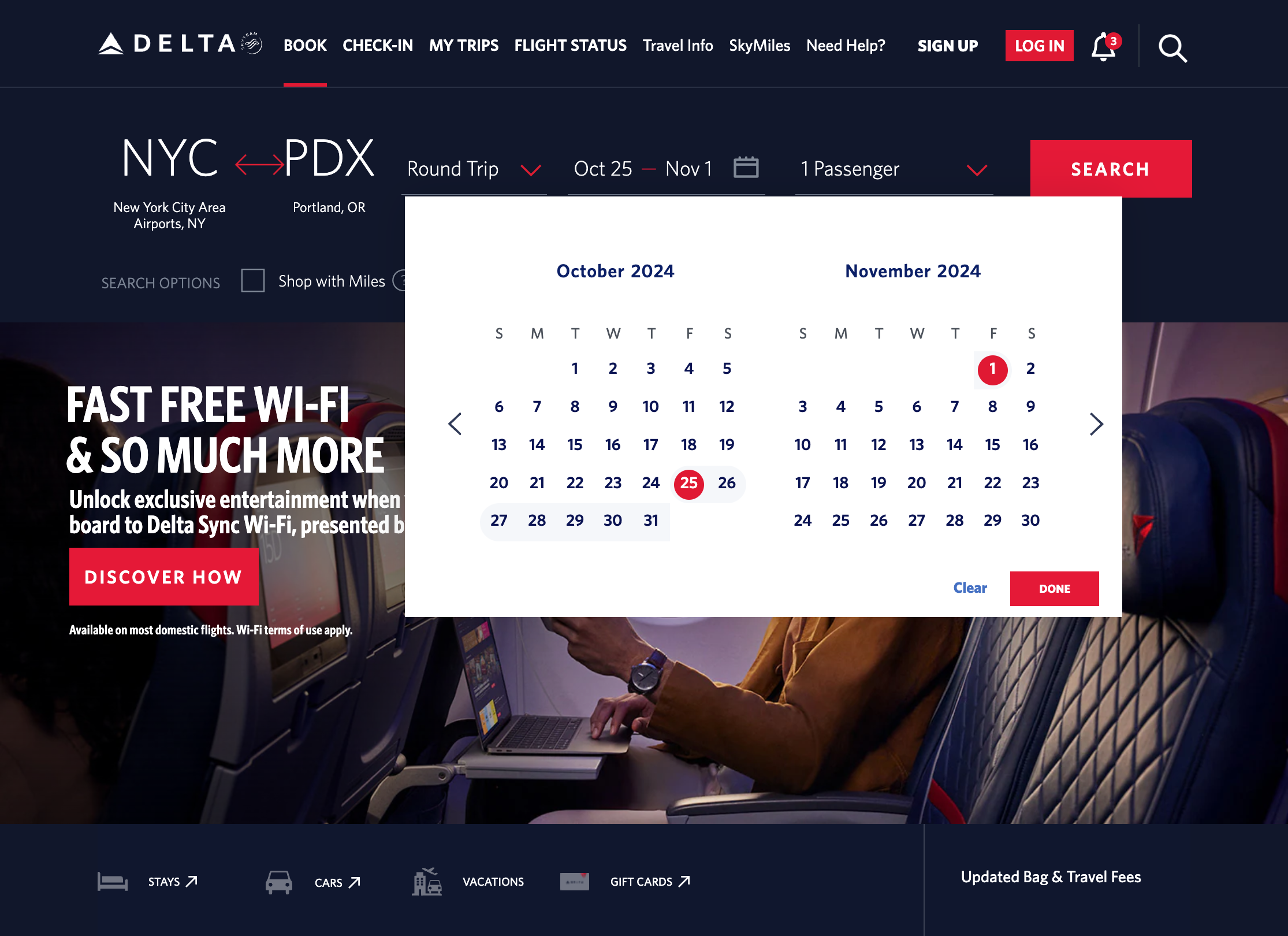 Desktop screenshot of Delta Airlines