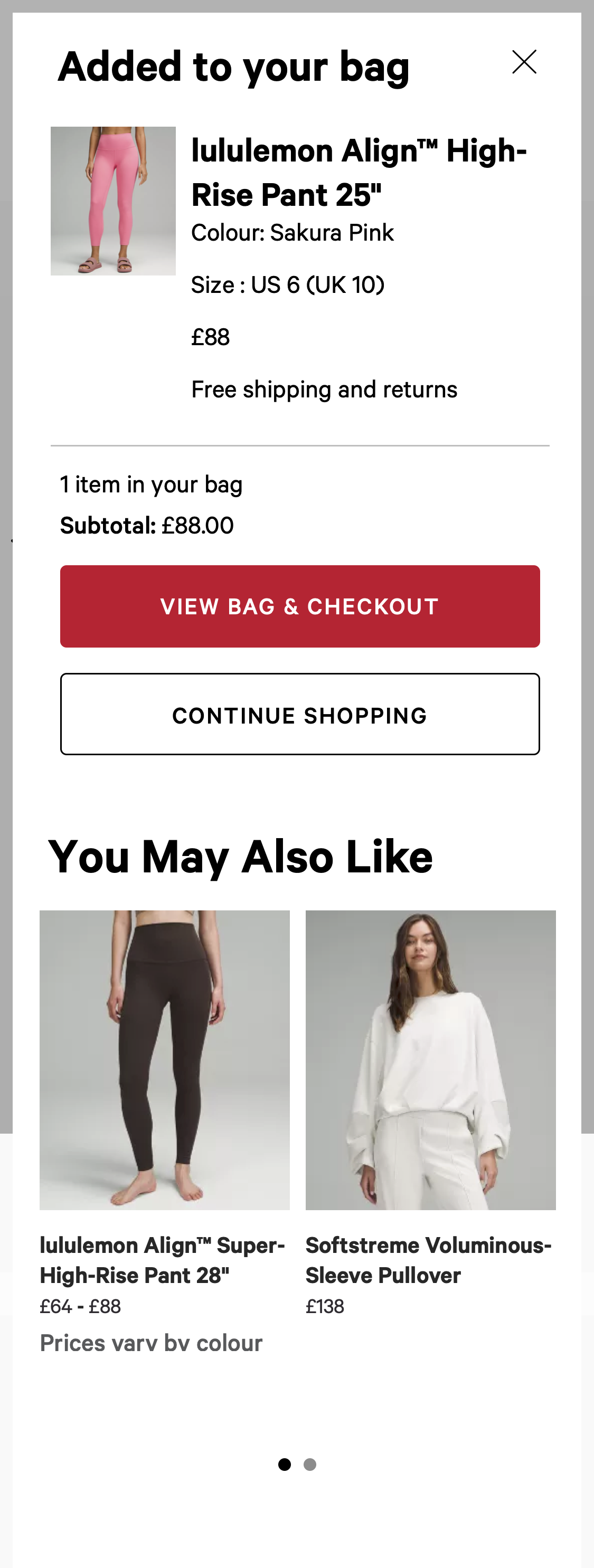 Mobile screenshot of Lululemon UK
