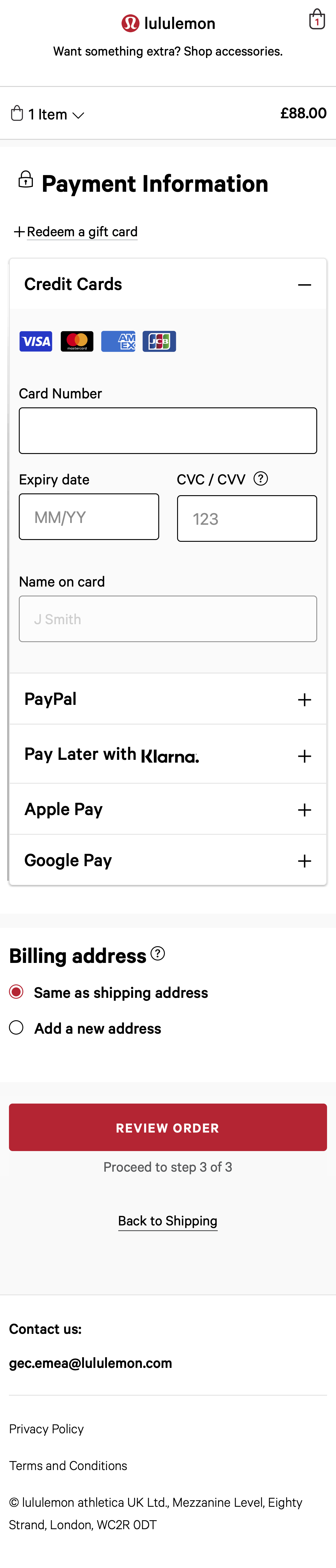 Mobile screenshot of Lululemon UK