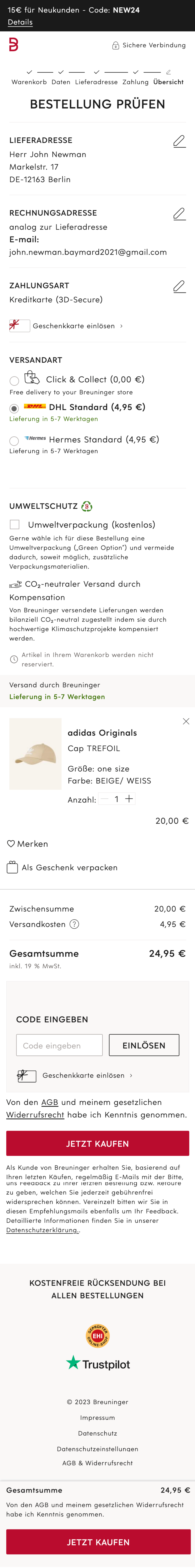 Mobile screenshot of E. Breuninger