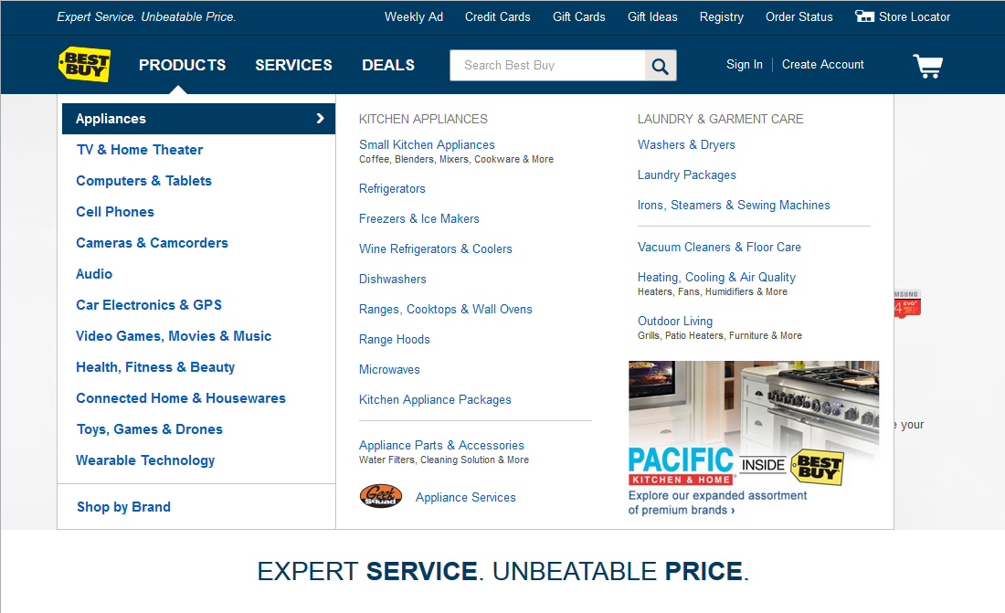 Best Buy’s Main Navigation 976 of 1120 Main Navigation Examples