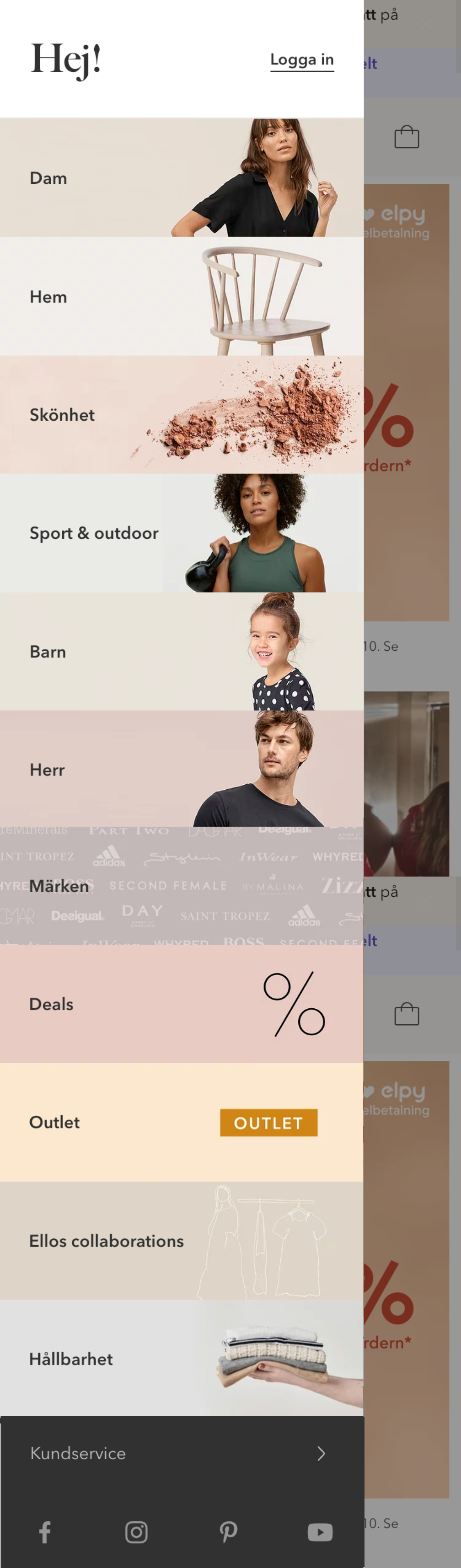 Mobile screenshot of Ellos