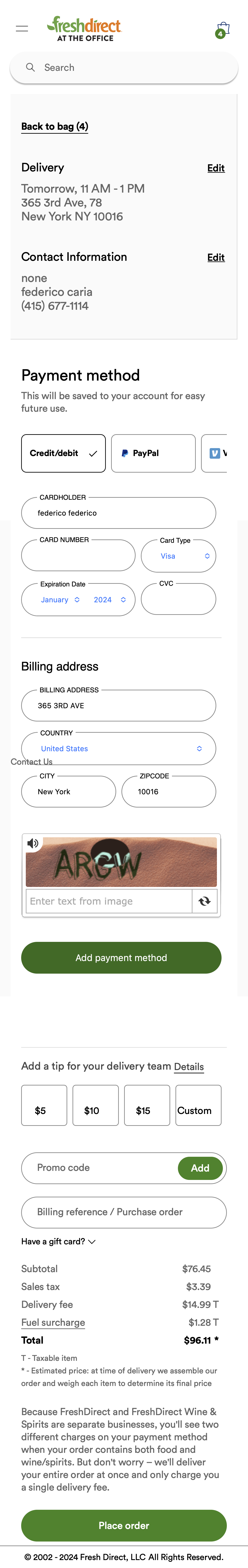 Mobile screenshot of FreshDirect