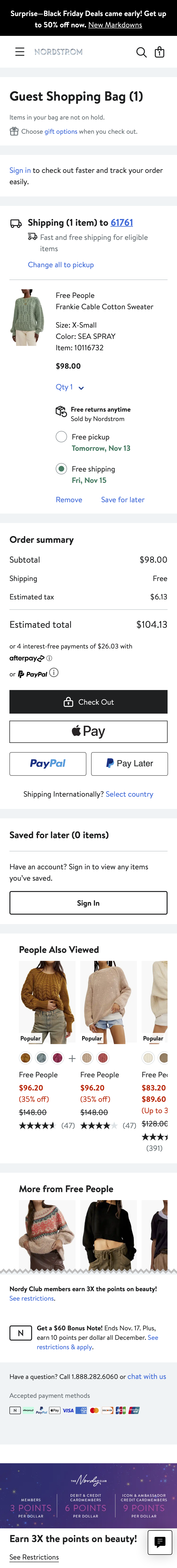 Mobile screenshot of Nordstrom