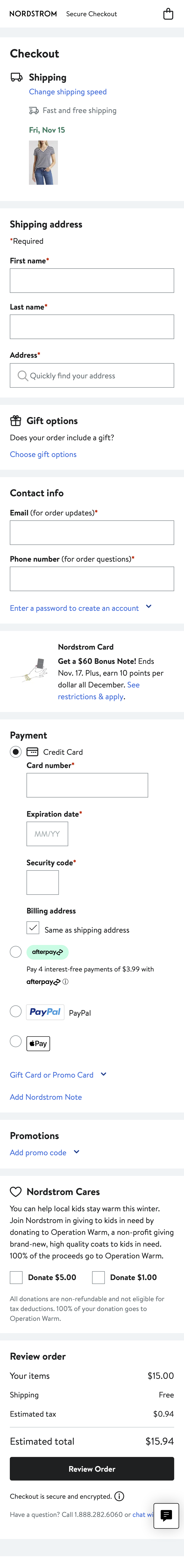 Mobile screenshot of Nordstrom