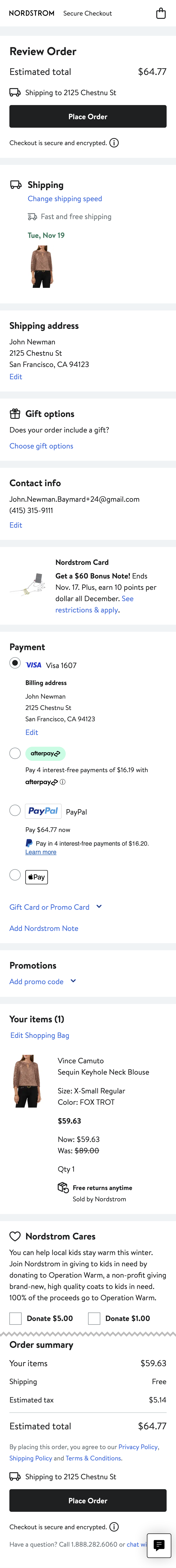 Mobile screenshot of Nordstrom