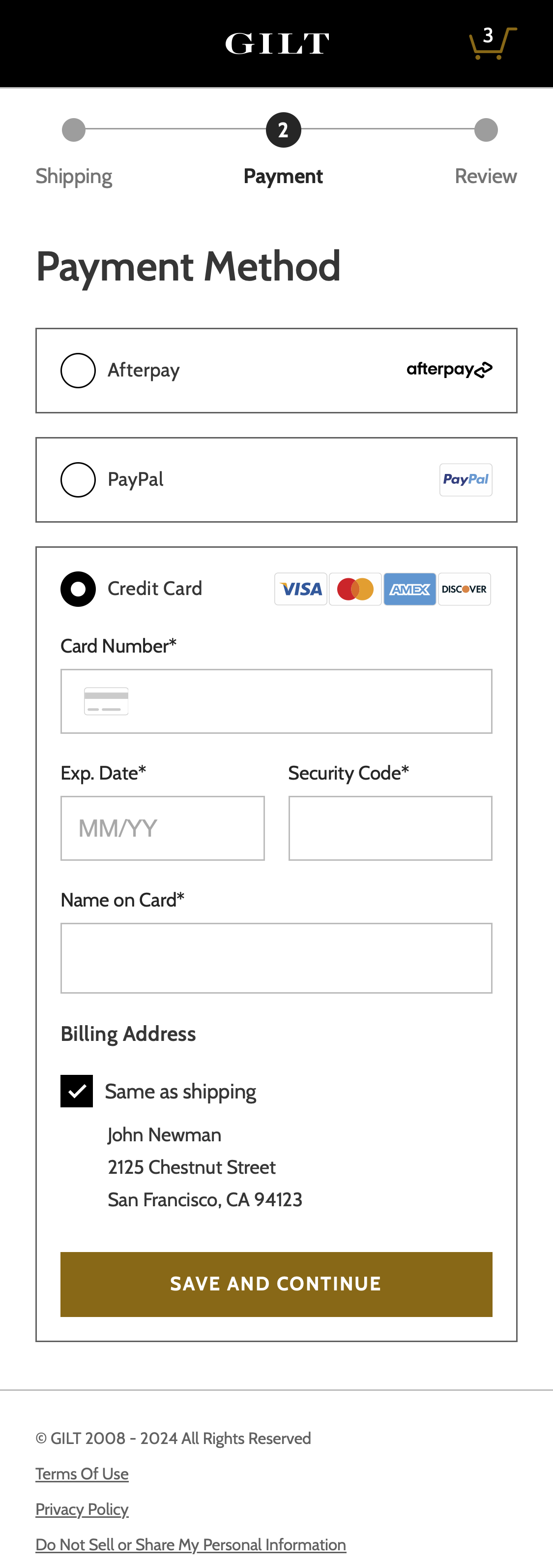 Mobile screenshot of Gilt