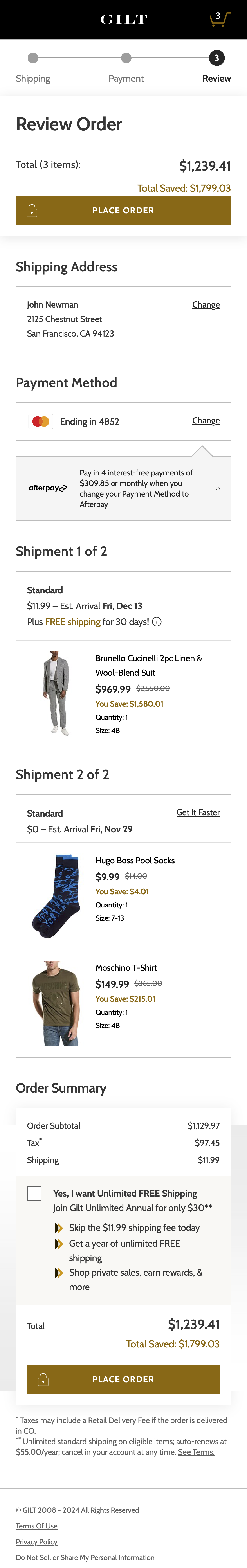 Mobile screenshot of Gilt