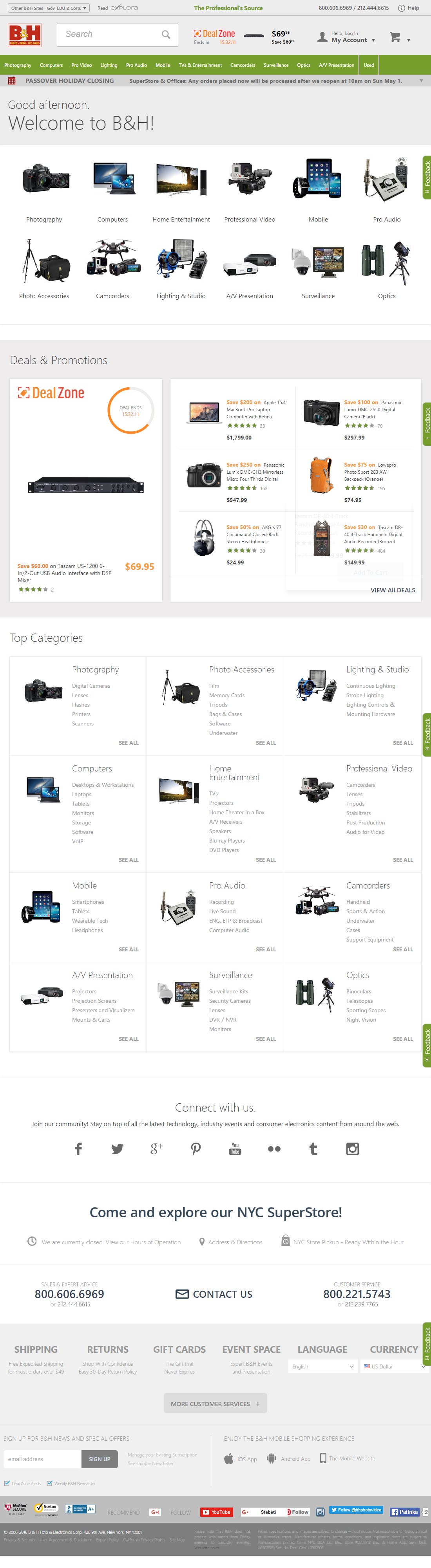 Desktop screenshot of B&H Photo