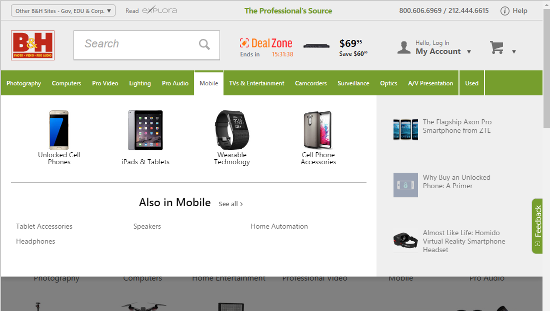 Desktop screenshot of B&H Photo