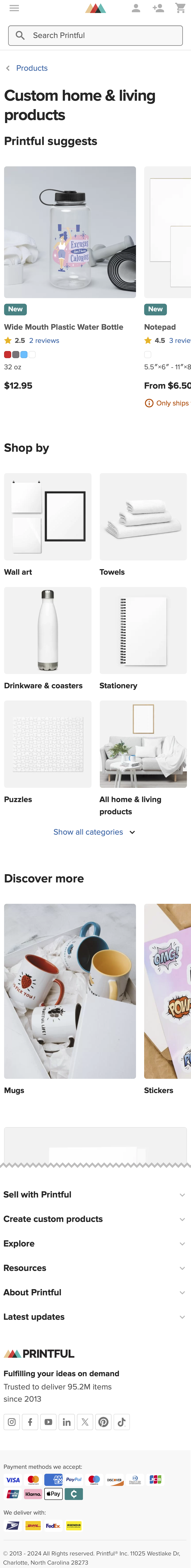 Mobile screenshot of Printful