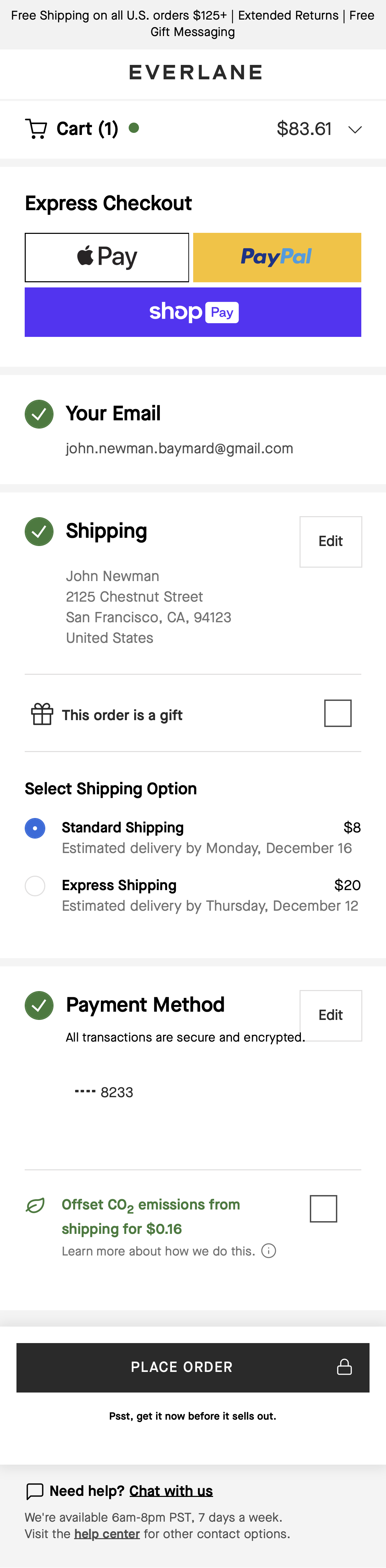 Mobile screenshot of Everlane
