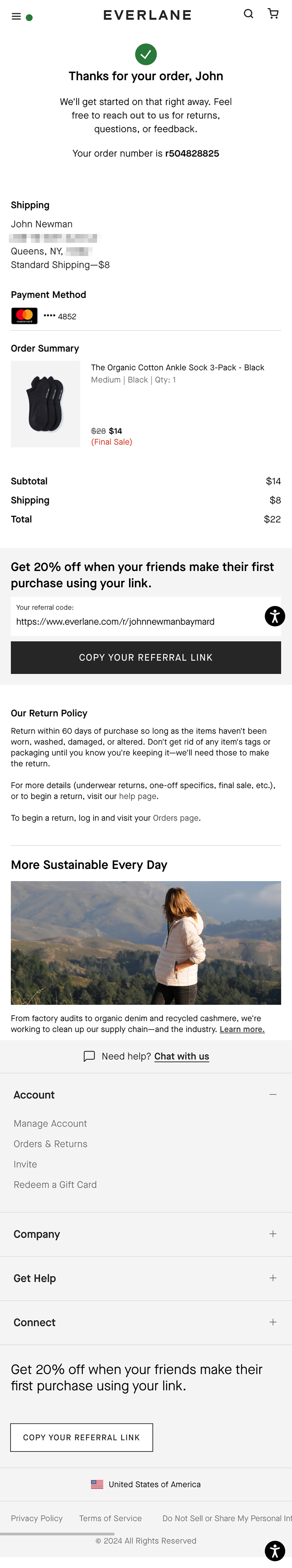 Mobile screenshot of Everlane