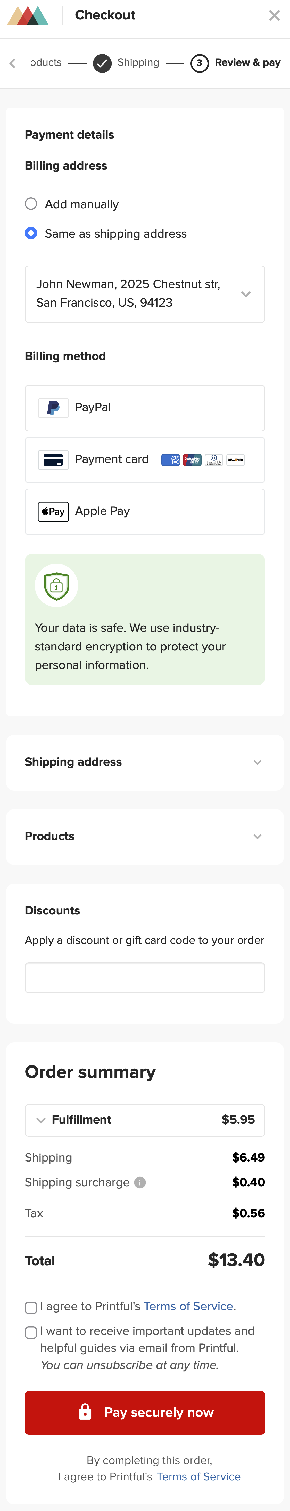 Mobile screenshot of Printful