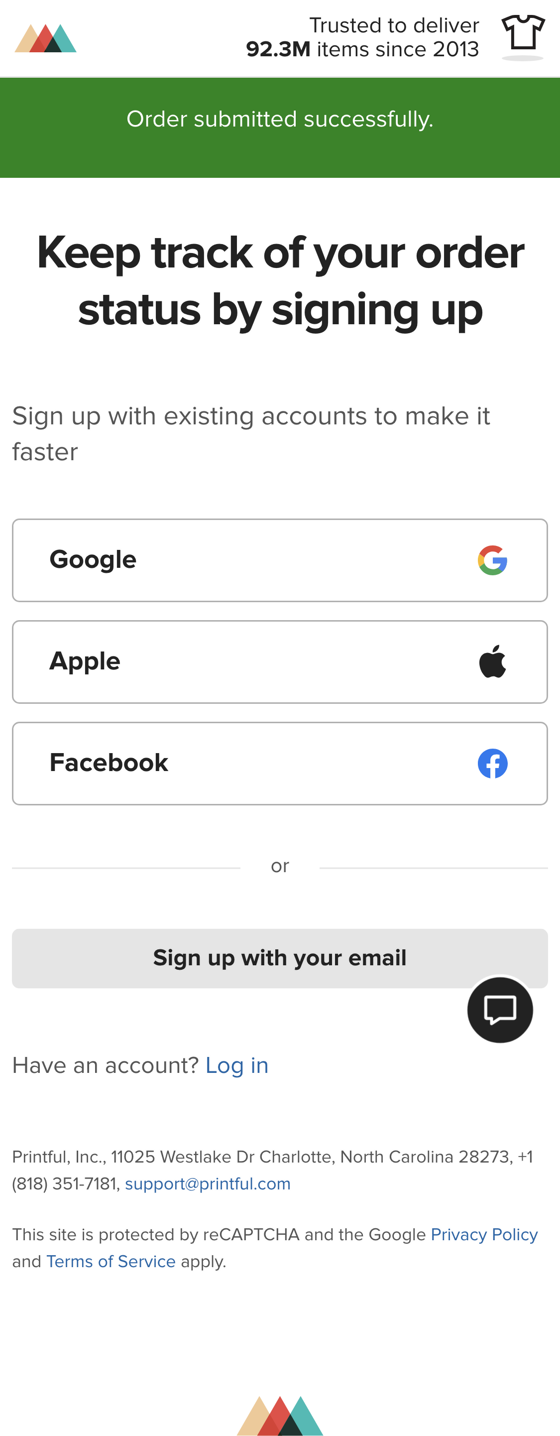 Mobile screenshot of Printful