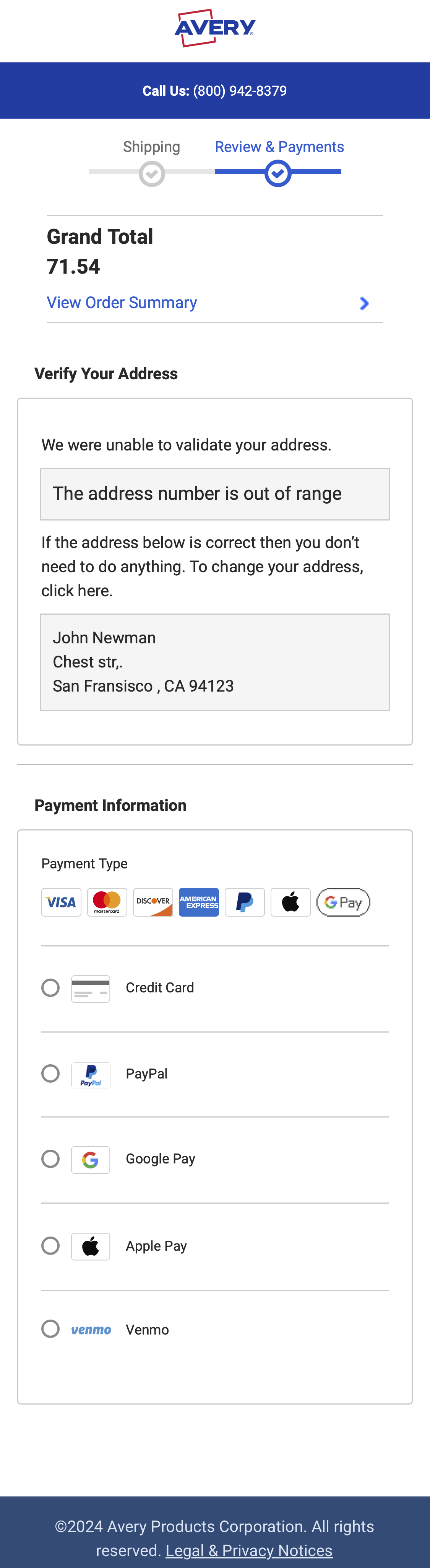 Mobile screenshot of Avery