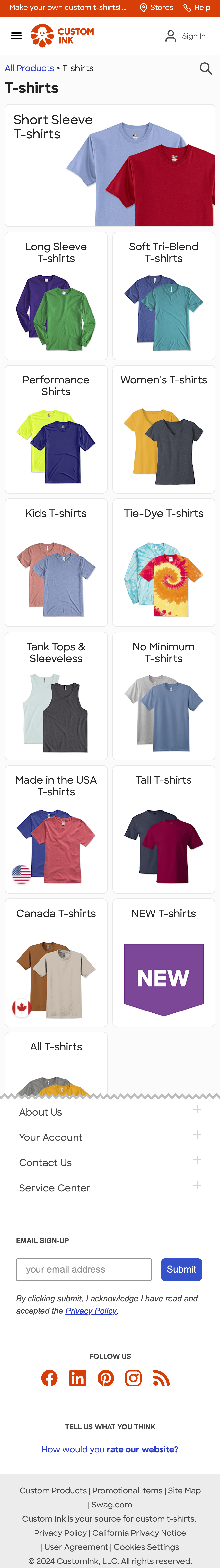 Mobile screenshot of Custom Ink