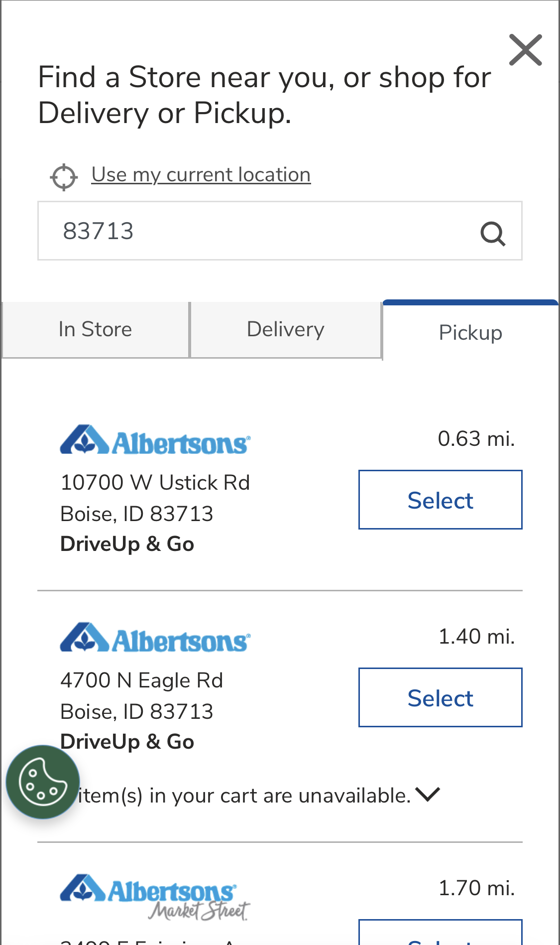 Mobile screenshot of Albertsons