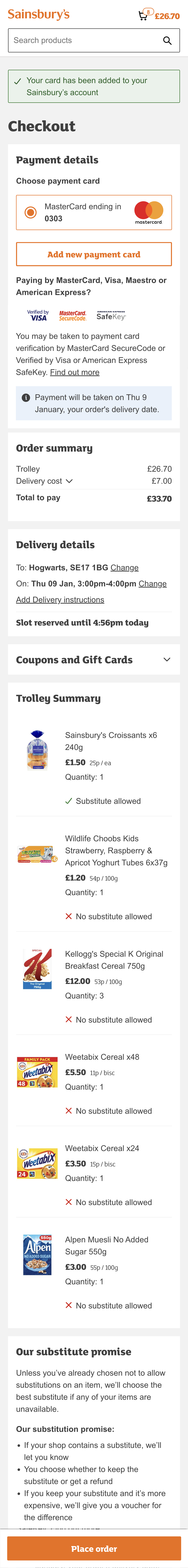 Mobile screenshot of Sainsbury’s