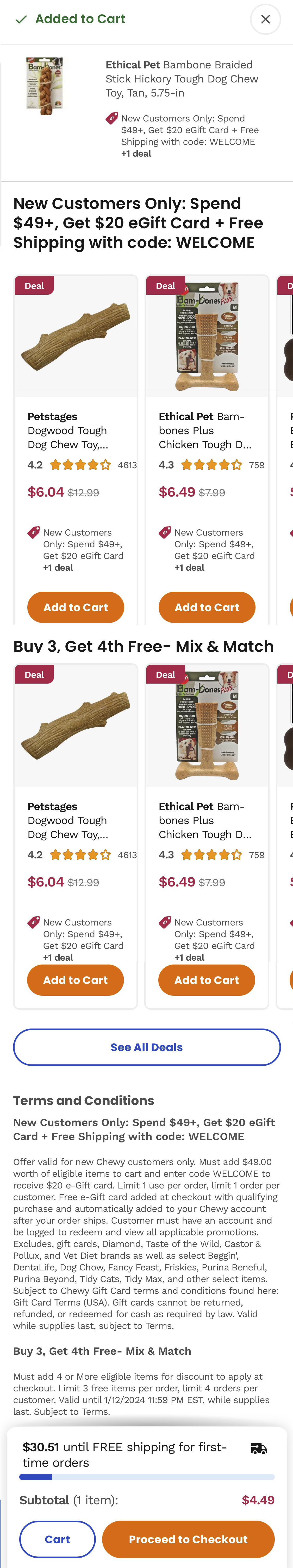 Mobile screenshot of Chewy