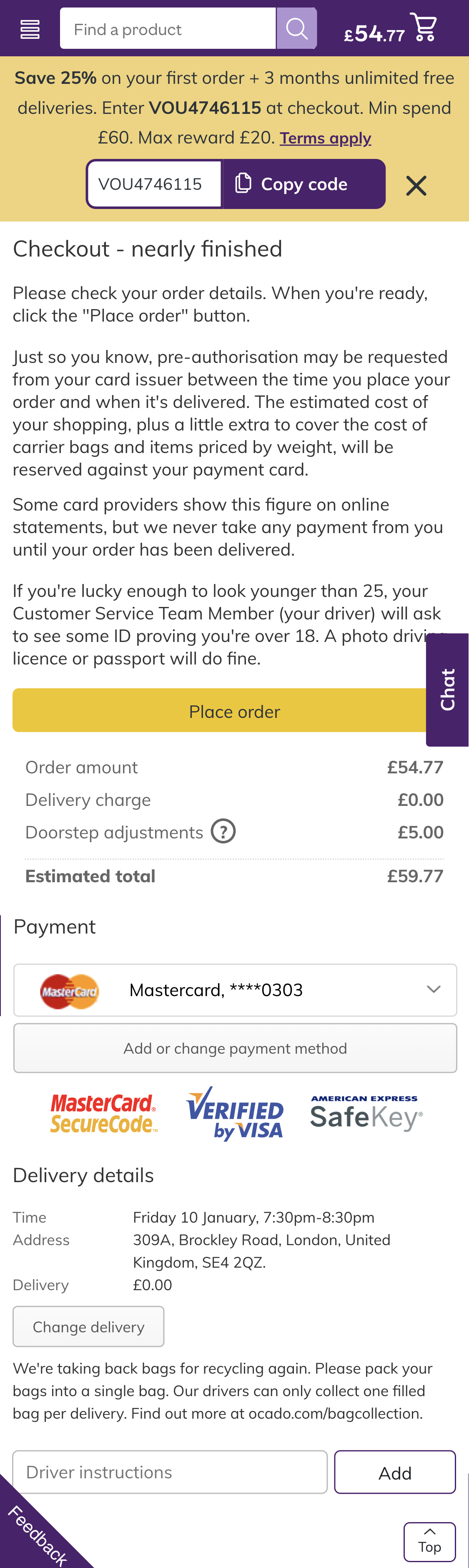Mobile screenshot of Ocado