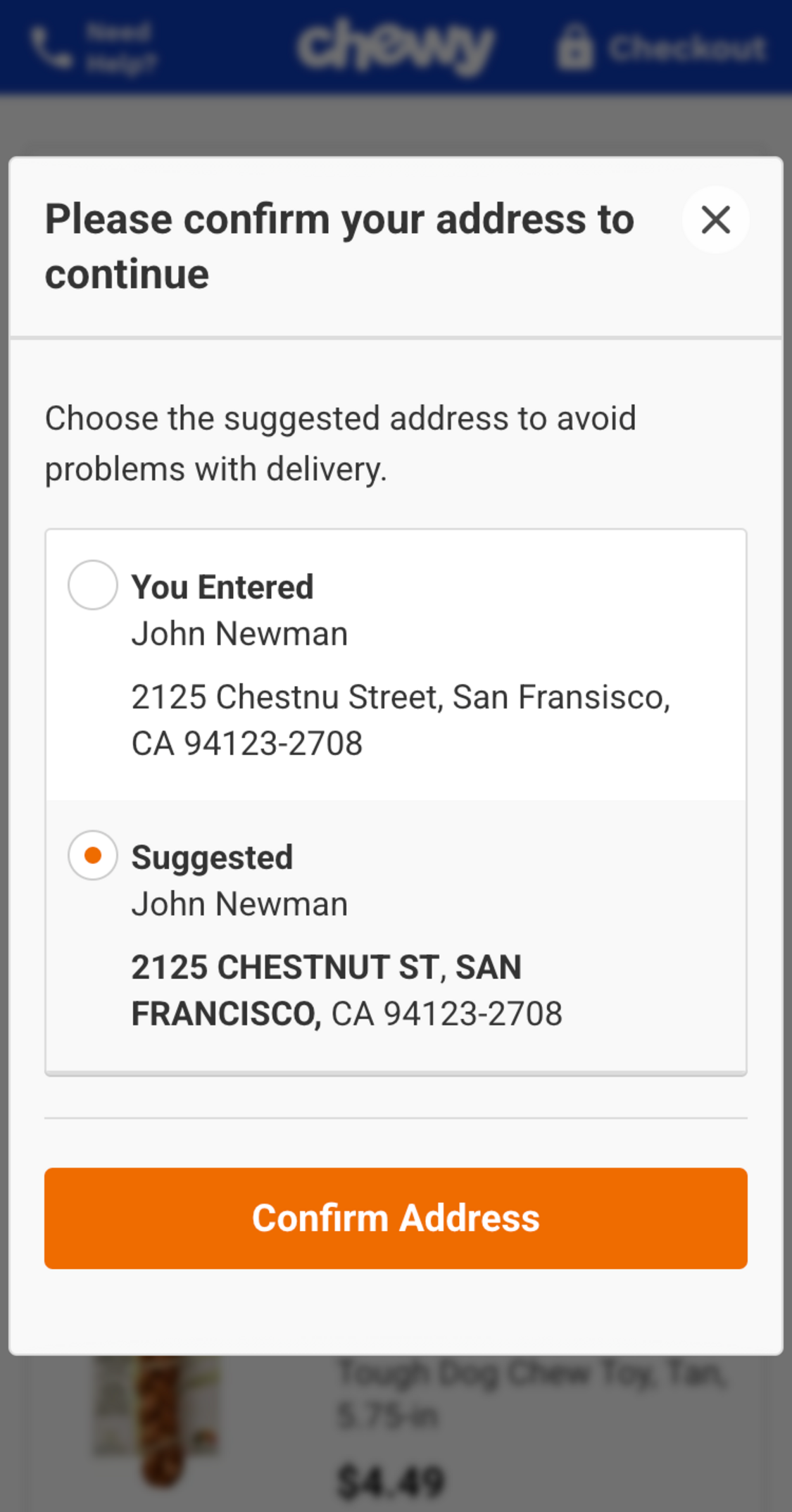 Mobile screenshot of Chewy
