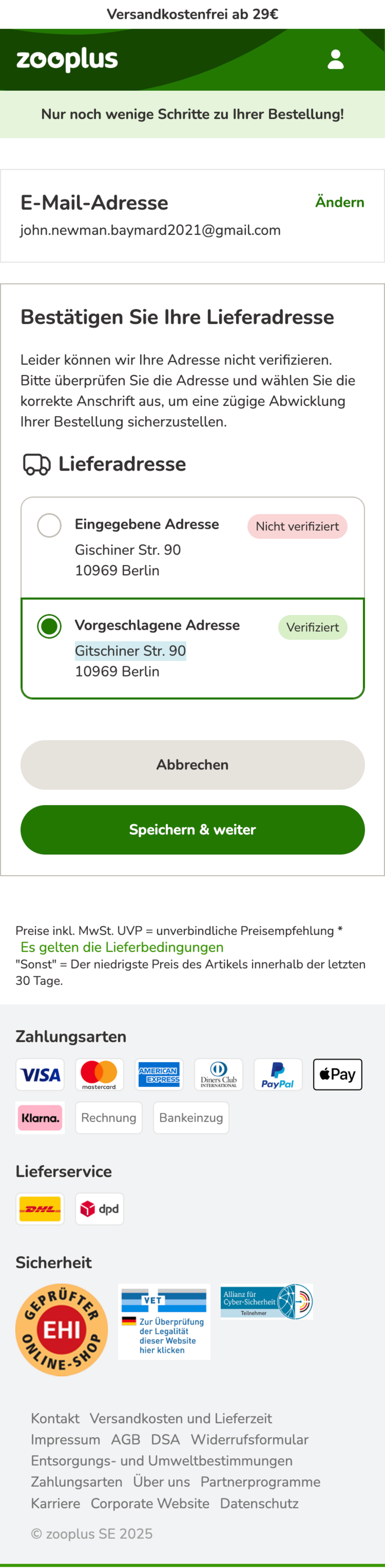 Mobile screenshot of Zooplus