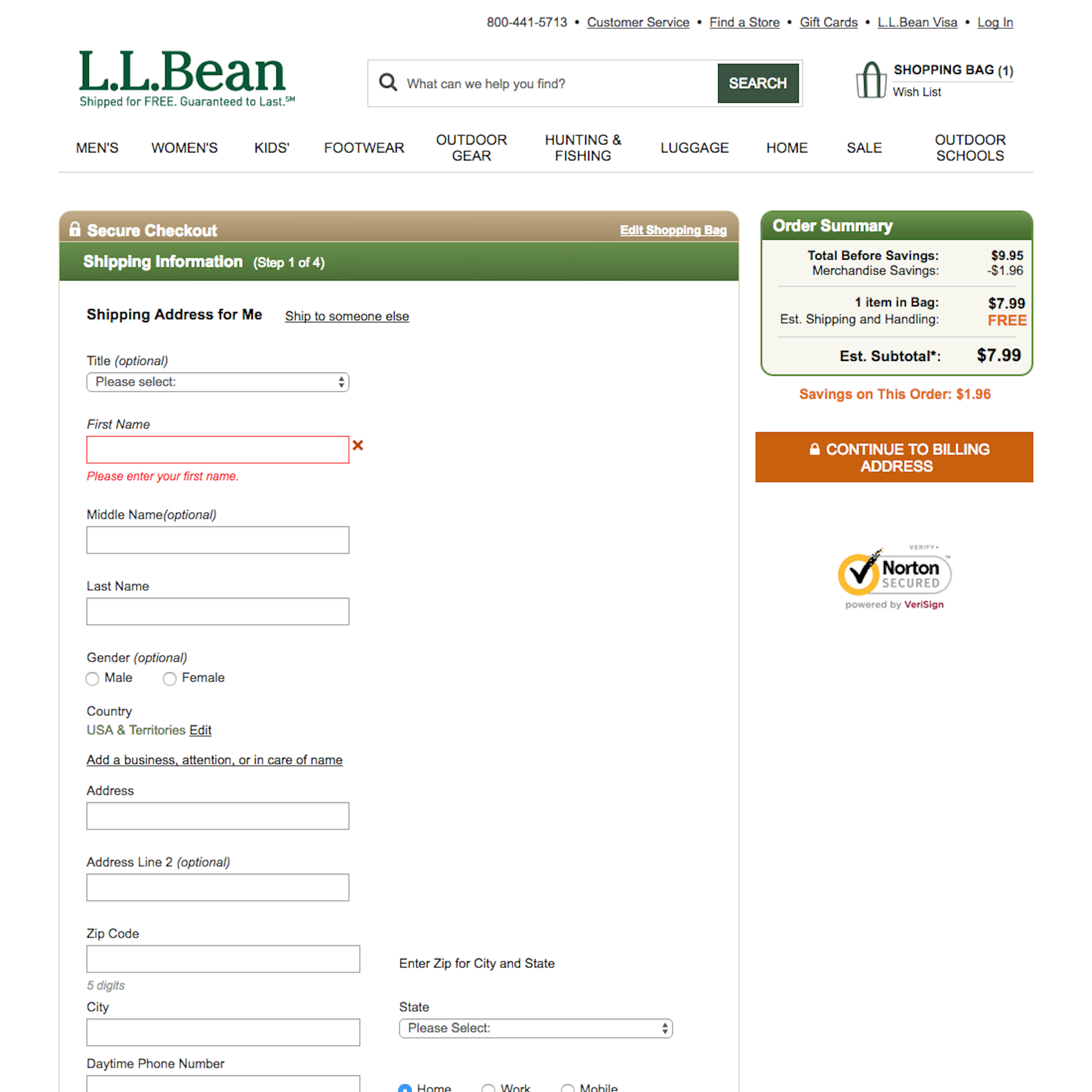 Desktop screenshot of L.L. Bean