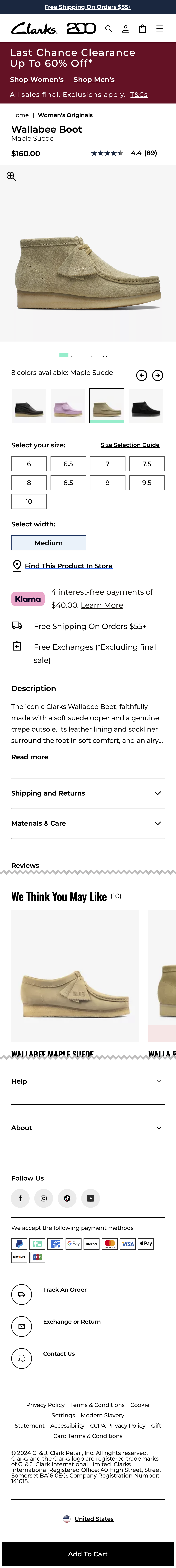 Mobile screenshot of Clarks