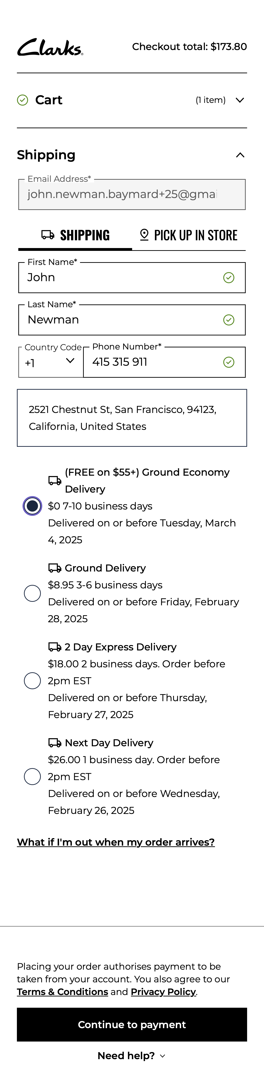 Mobile screenshot of Clarks