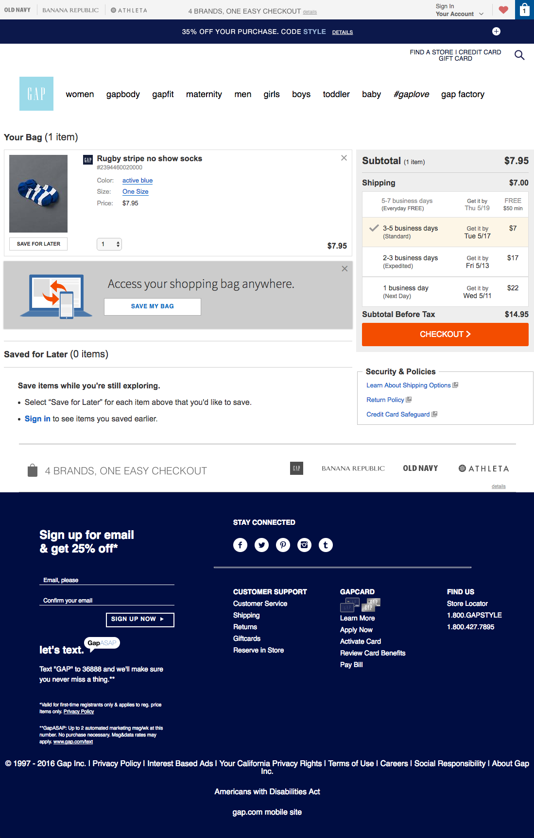 GAP’s Delivery & Shipping Methods 545 of 656 Delivery & Shipping