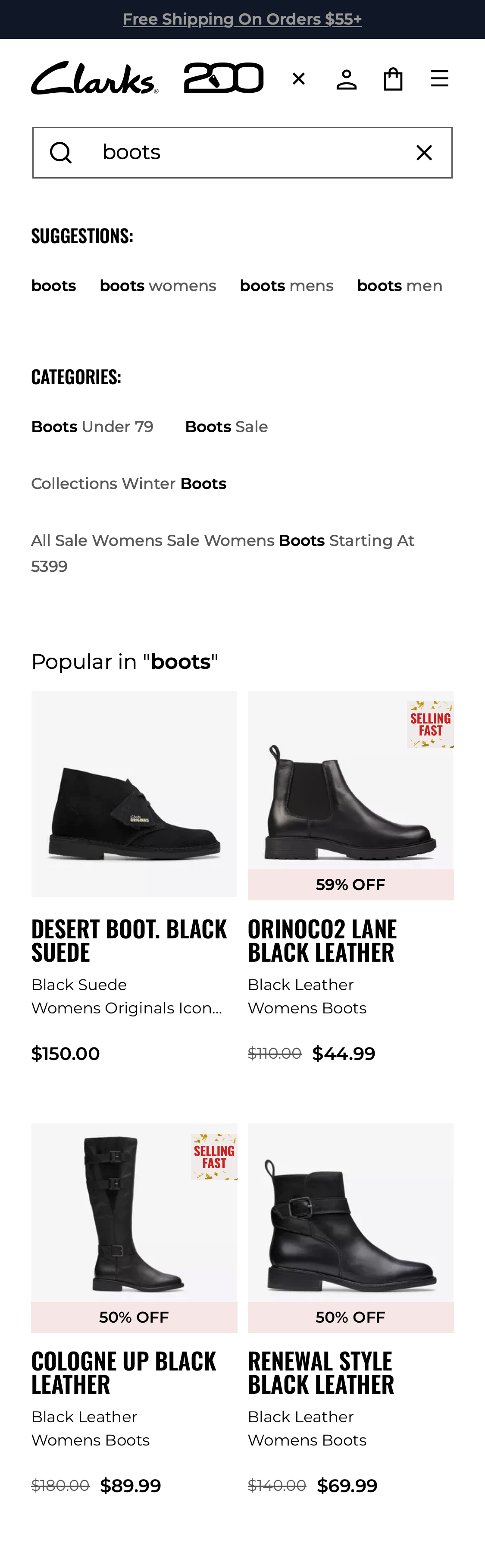 Mobile screenshot of Clarks