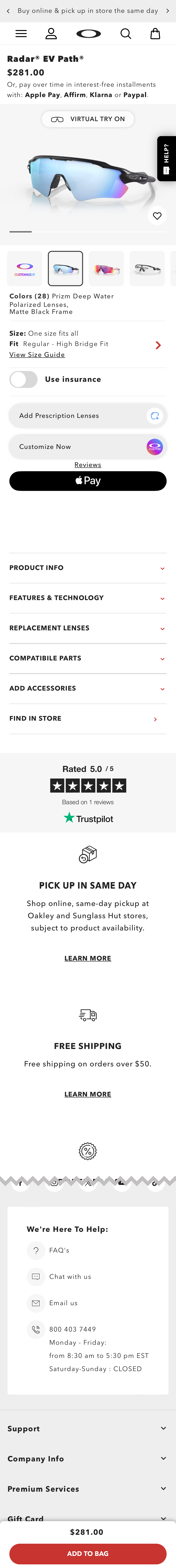 Mobile screenshot of Oakley