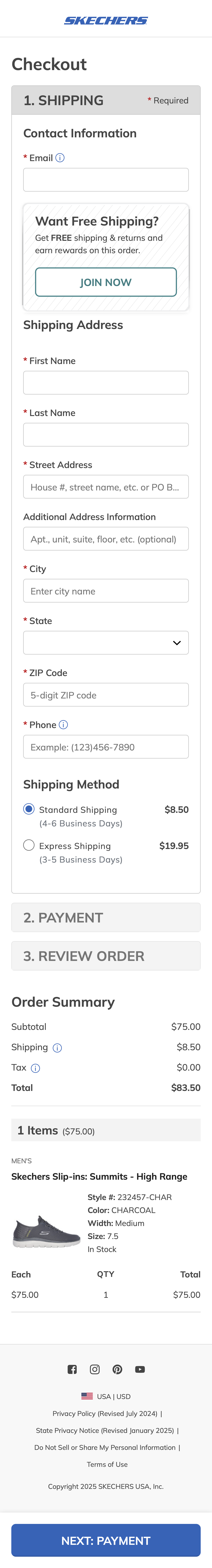 Mobile screenshot of Skechers