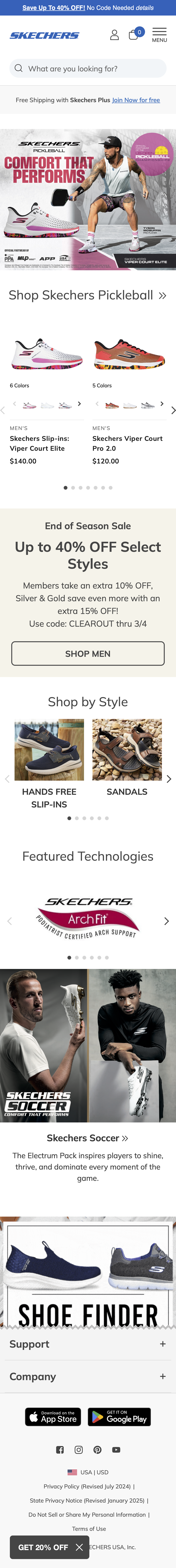 Mobile screenshot of Skechers