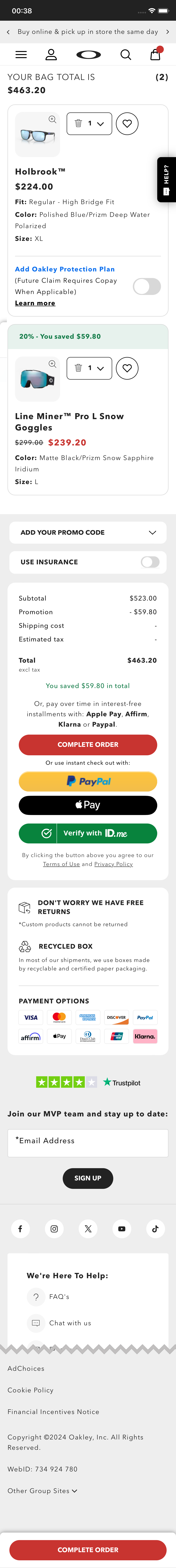 Mobile screenshot of Oakley