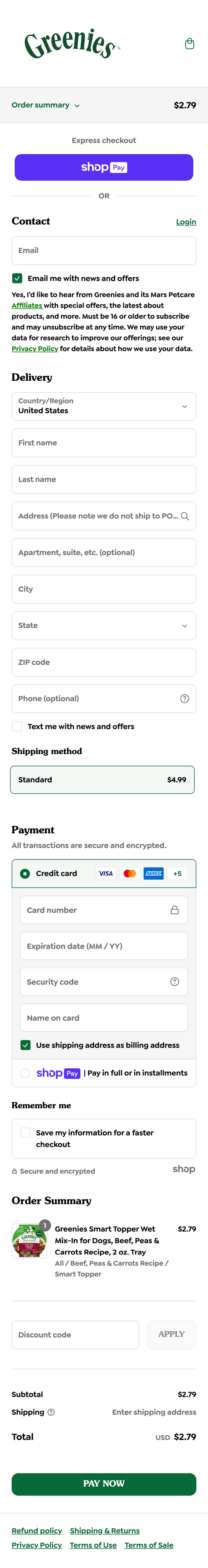 Mobile screenshot of Greenies