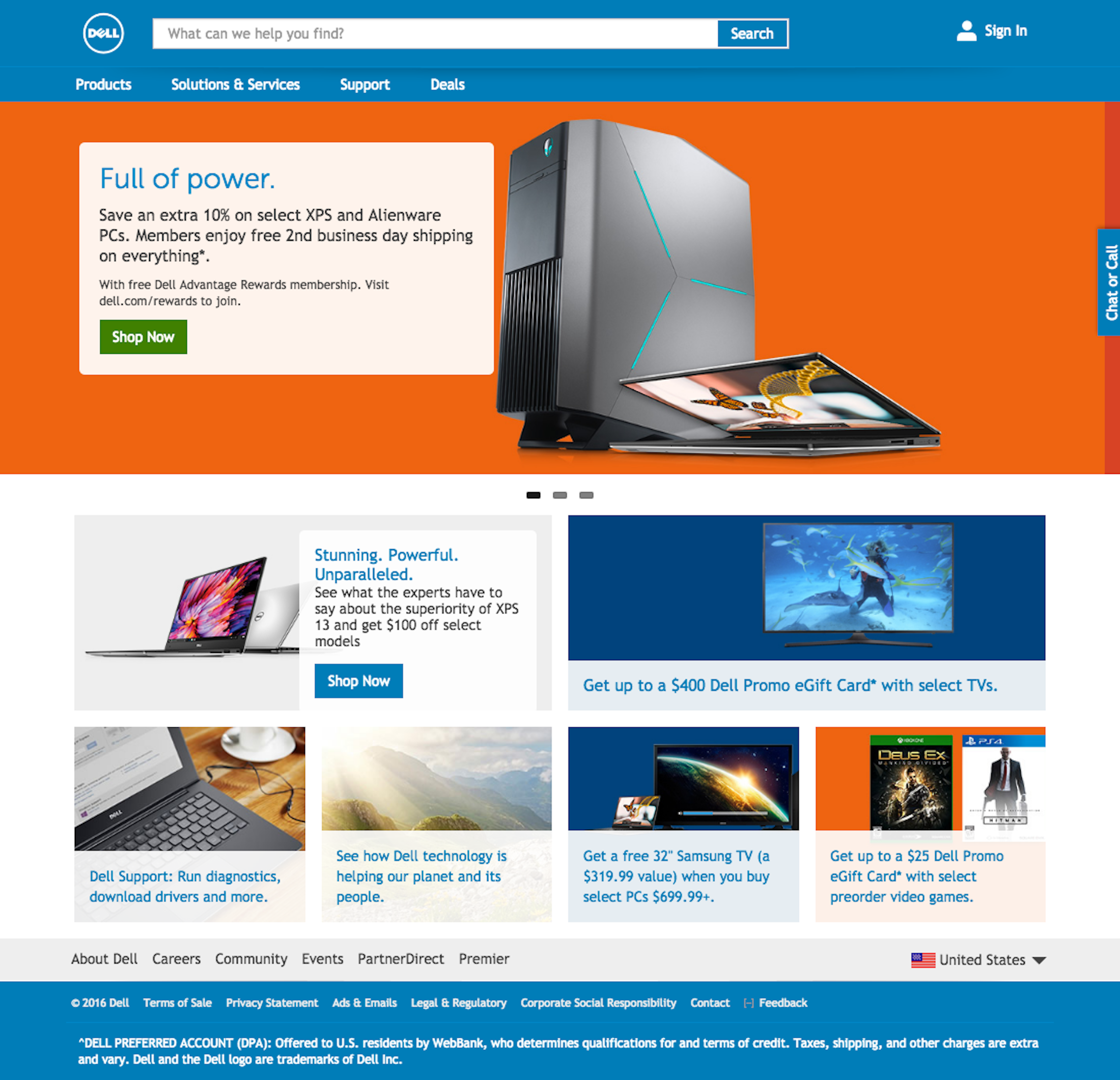 Dell's Homepage – 666 of 750 Homepage Examples – Baymard Institute