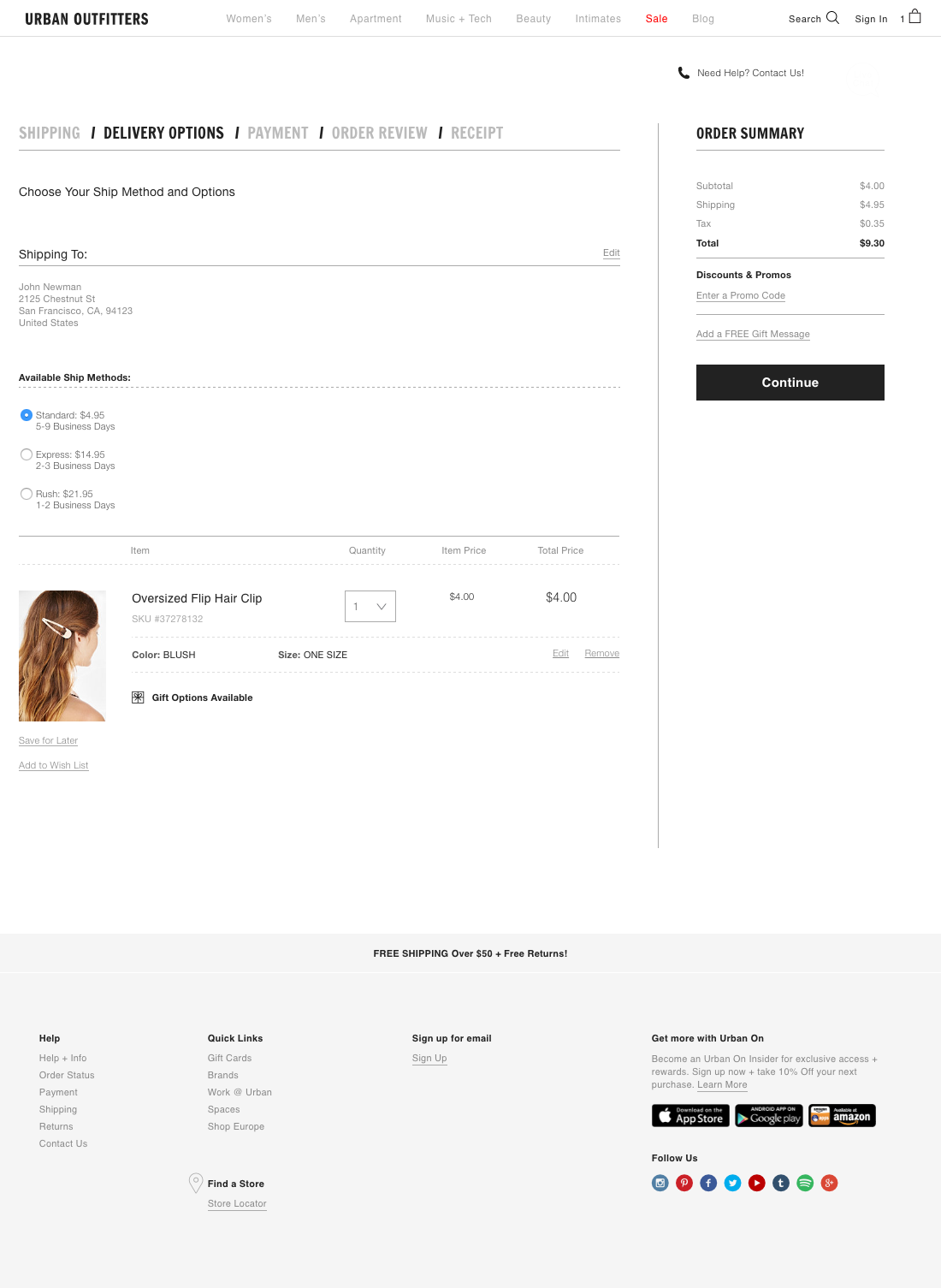 Urban Outfitters’ Delivery & Shipping Methods – 463 of 646 Delivery 