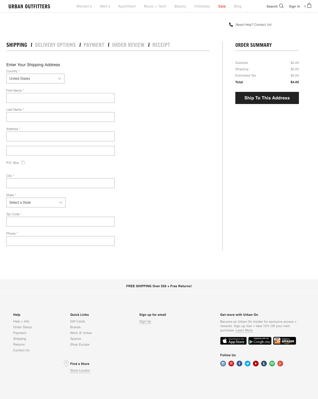 Urban Outfitters’ Customer Info & Address 626 of 871 Customer Info