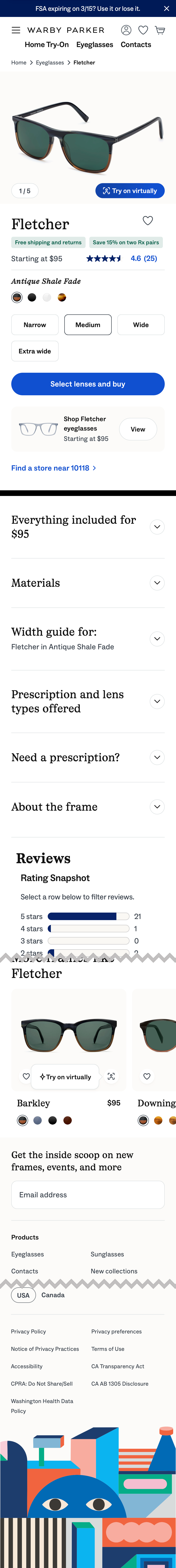 Mobile screenshot of Warby Parker