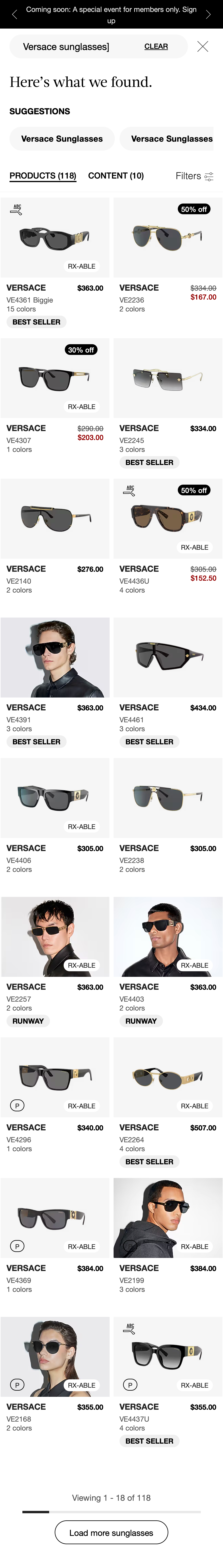 Mobile screenshot of Sunglass Hut