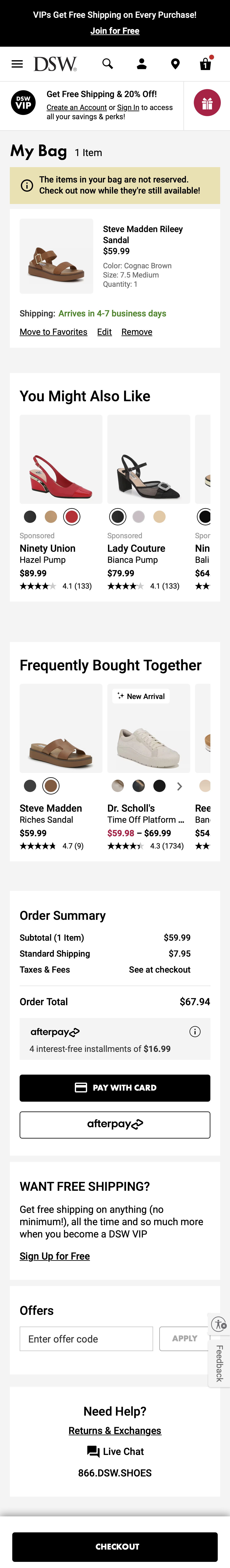 Mobile screenshot of DSW